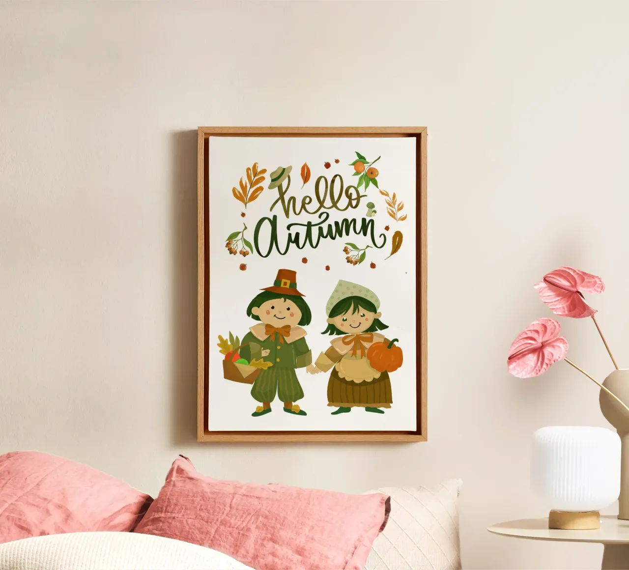 Cute Cartoon Bambini Foglie tela con Cornice a cassetta da Cute