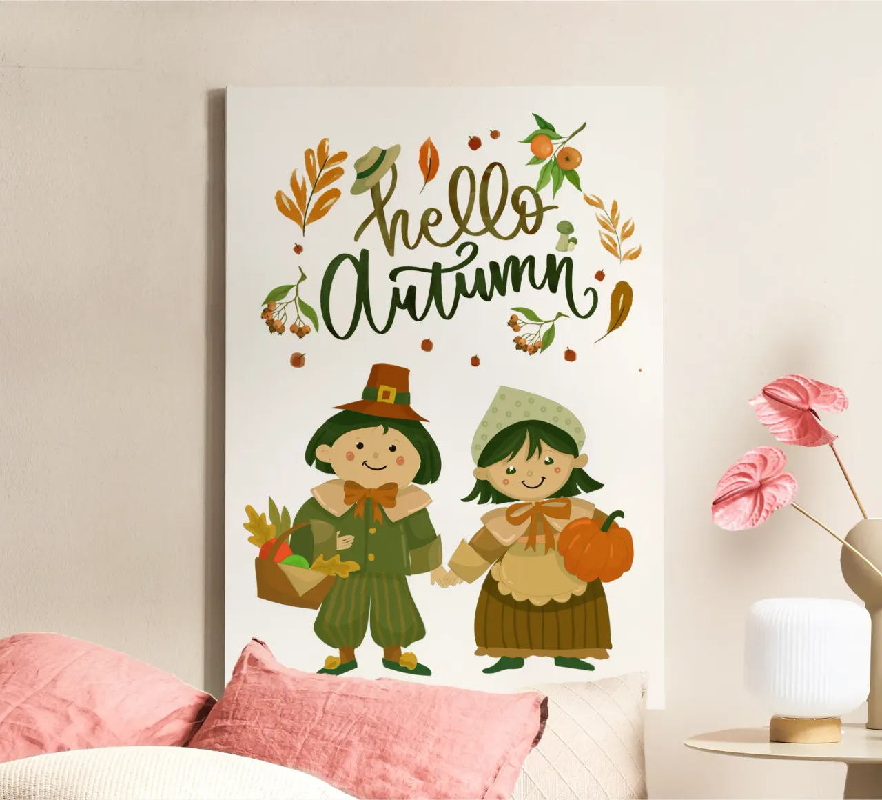 Cute Cartoon Bambini Foglie tela con Cornice a cassetta da Cute