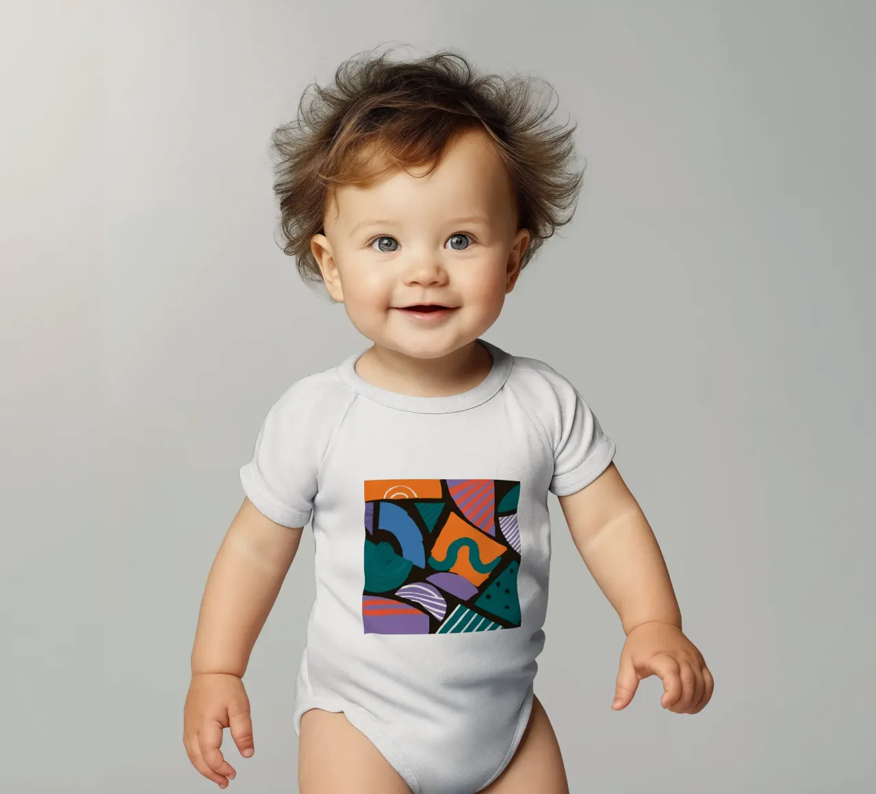 Mosaico di forme geometriche body neonato maniche corte da Frosh Pallete