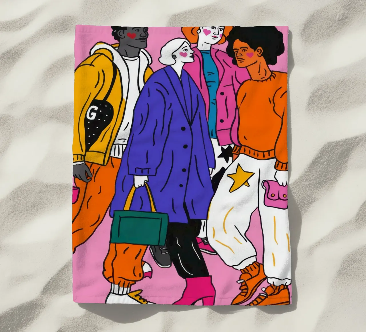The Fashionable Urbanites beach towel by Veil Maya