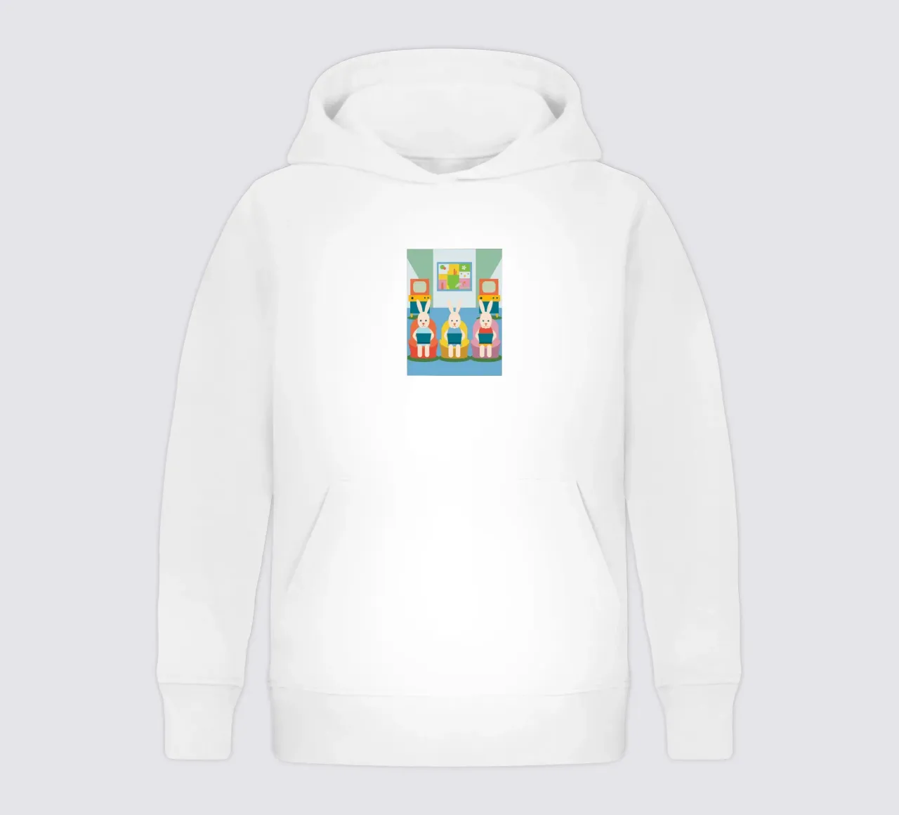 Three Rabbits Sitting kids hoodie by CUTE ANIMALS