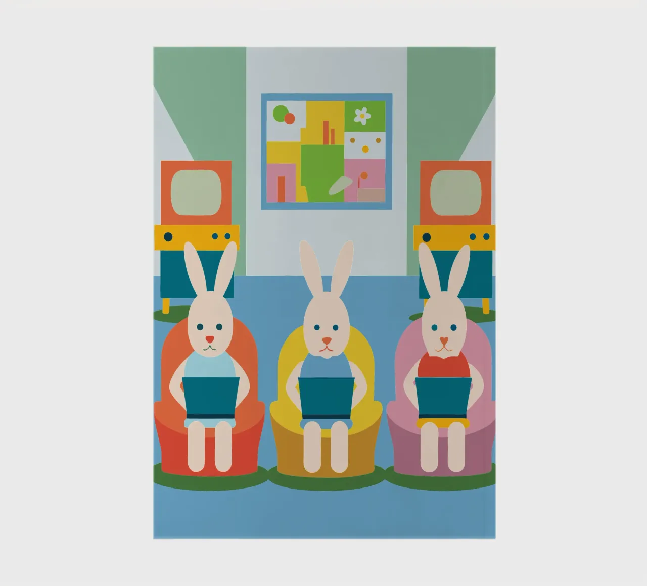 Three Rabbits Sitting notebook by CUTE ANIMALS