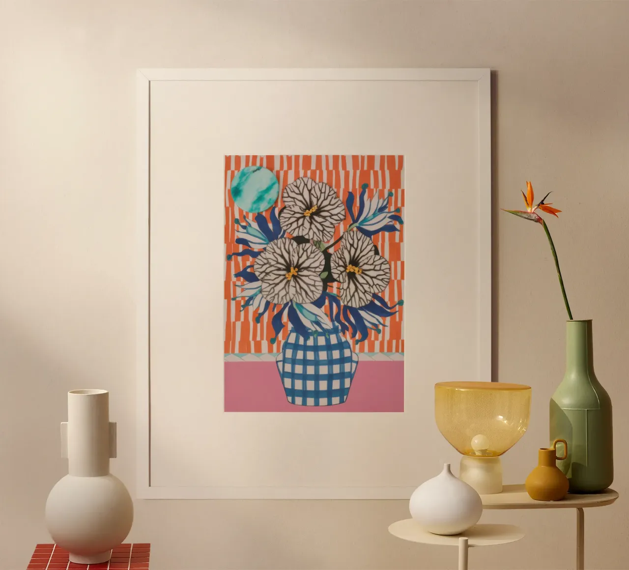 Margherita di Gingham Immobile poster con telaio in legno da Frosh Pallete