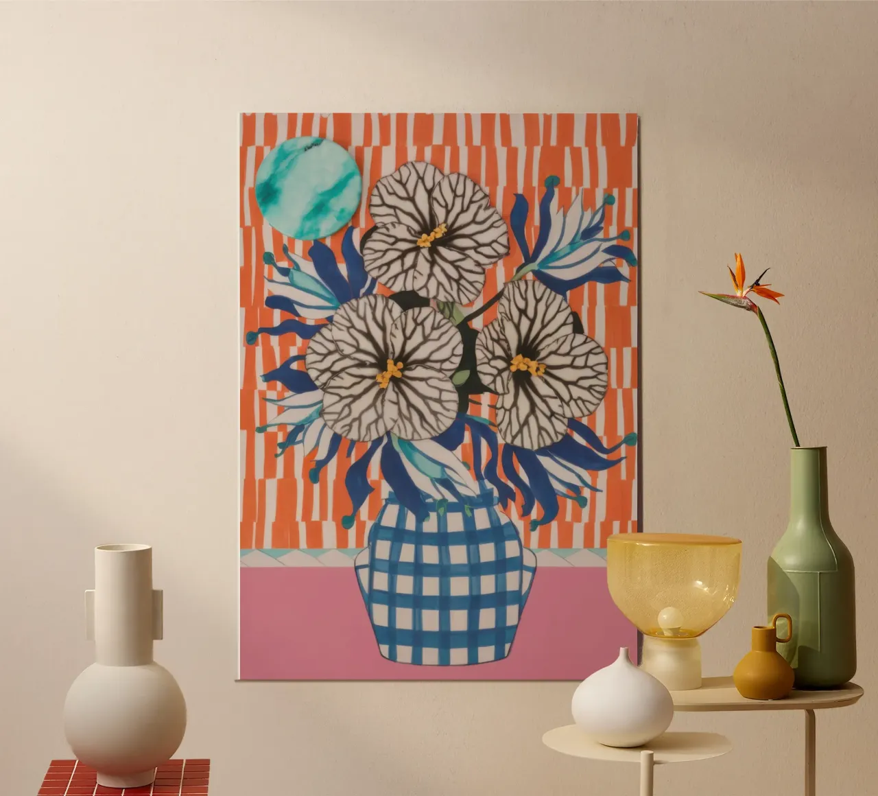 Margherita di Gingham Immobile poster con telaio in legno da Frosh Pallete