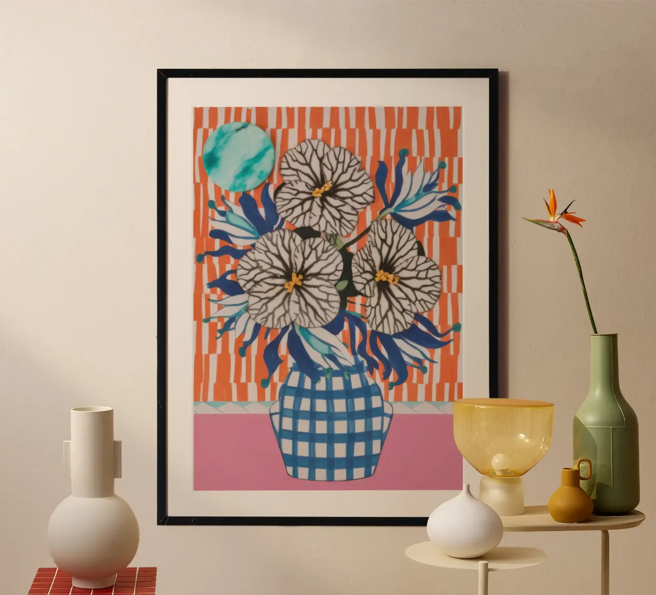 Margherita di Gingham Immobile poster con telaio in legno da Frosh Pallete