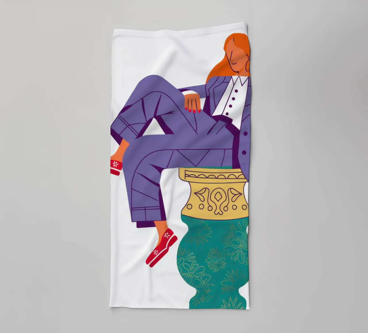Reclining on a Vase towel by Veil Maya