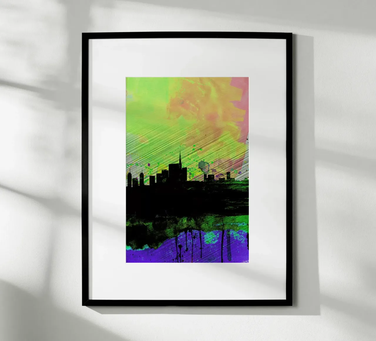 Milan Watercolor Skyline 2 poster con telaio in plastica da Naxart