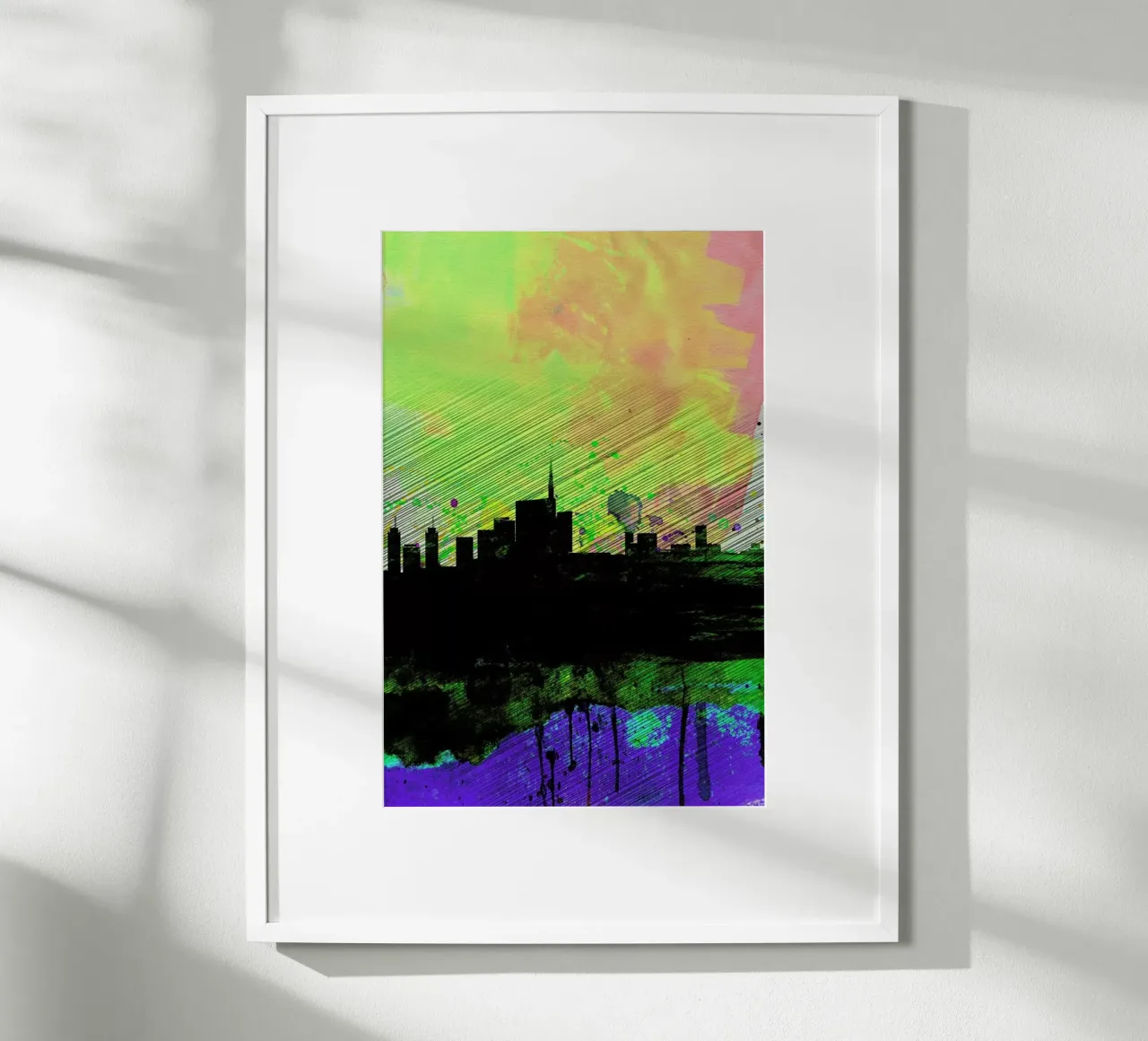 Milan Watercolor Skyline 2 poster con telaio in plastica da Naxart