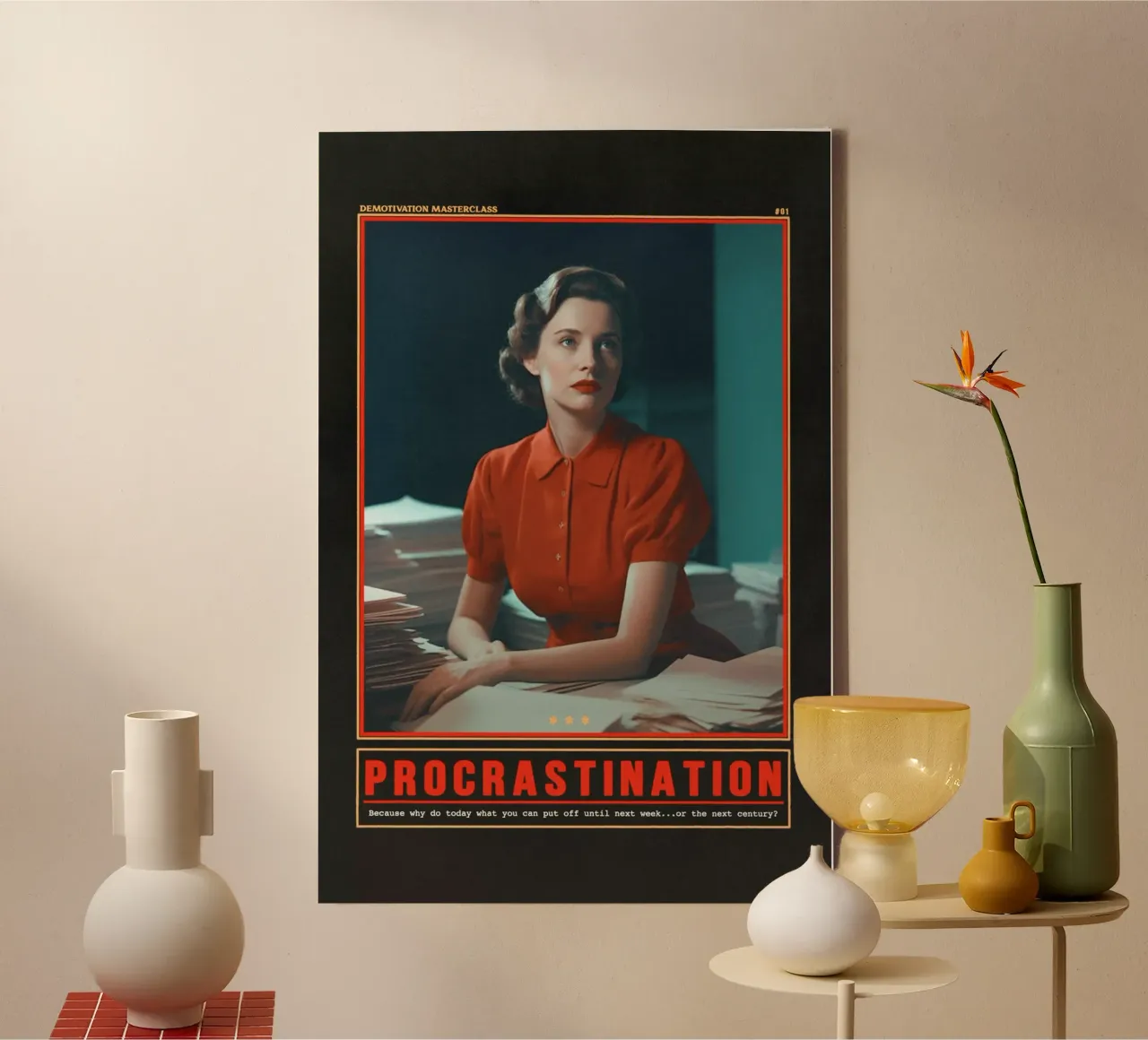 Procrastination canvas with Floater frame by Jonas Loose