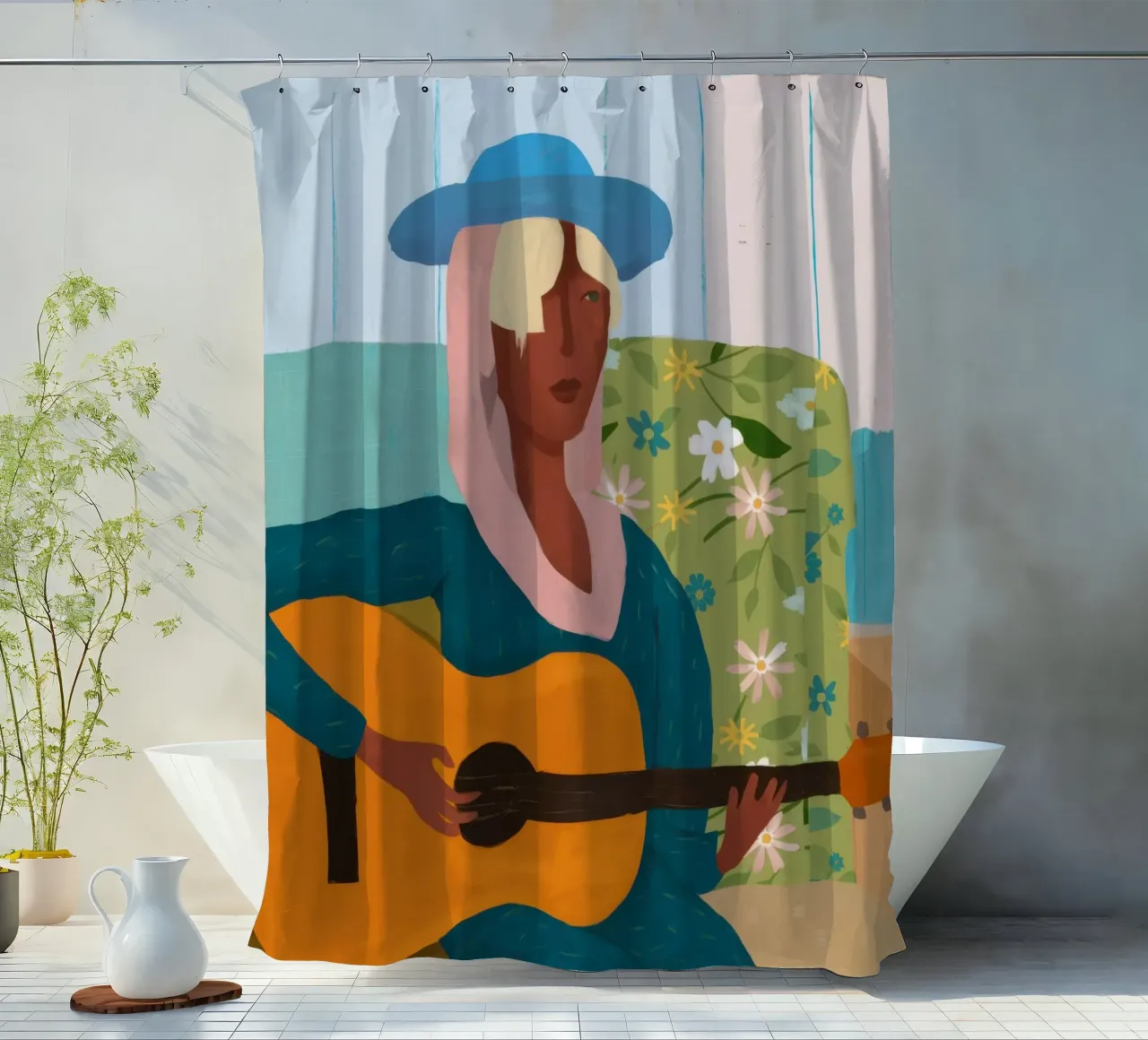 Melodic Seaside Soul shower curtain by Bring Haven