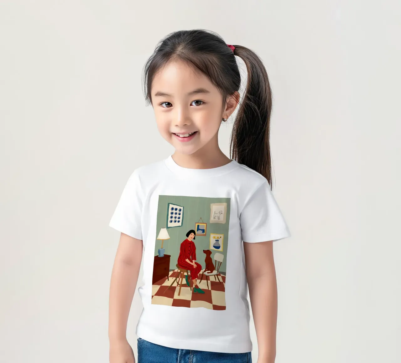 Checkered Floor Companionship kids t-shirt by Veil Maya