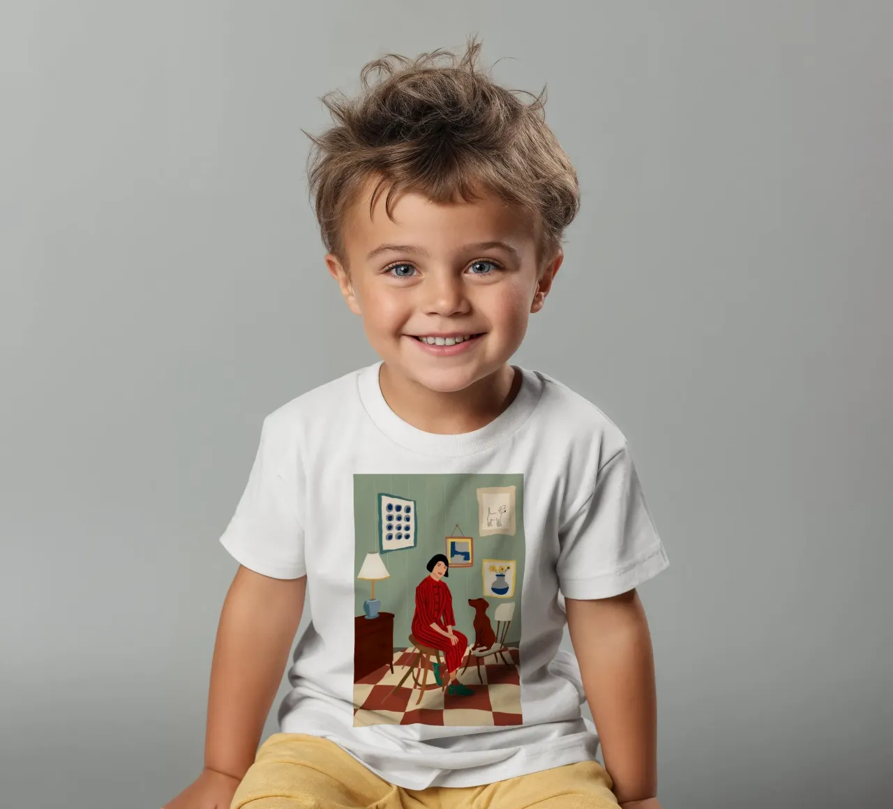 Checkered Floor Companionship kids t-shirt by Veil Maya
