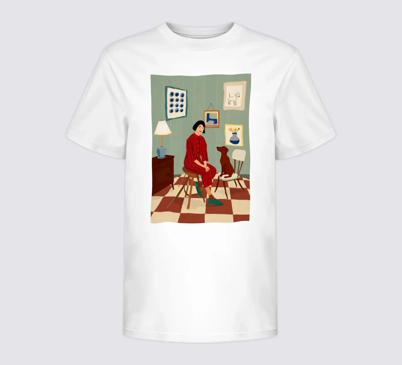 Checkered Floor Companionship kids t-shirt by Veil Maya