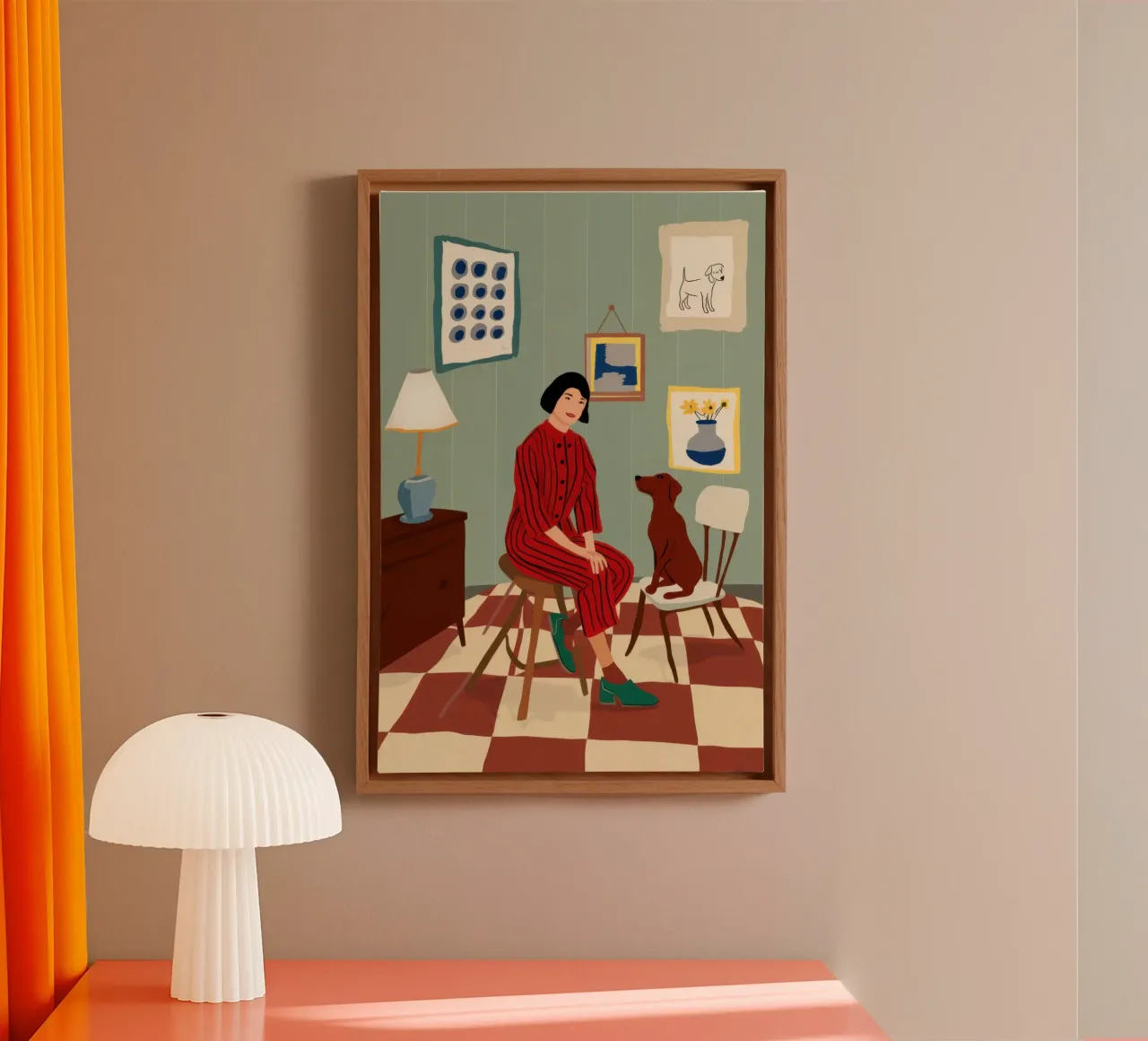 Geruite Vloer Gezelschap canvas van Veil Maya