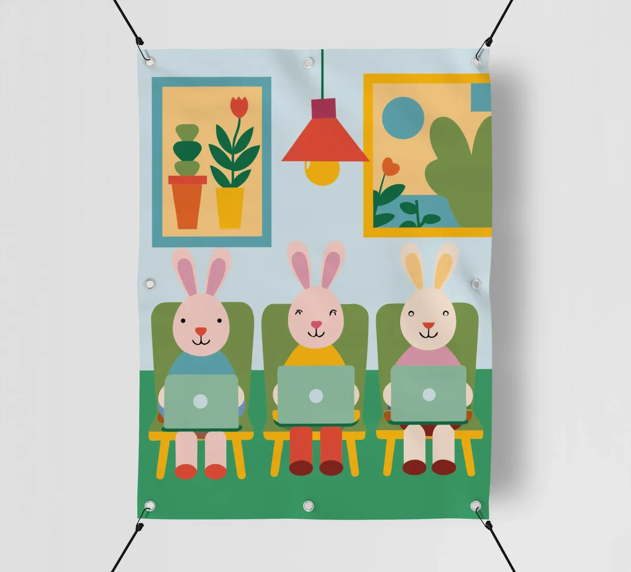Tre conigli seduti telo in pvc da CUTE ANIMALS
