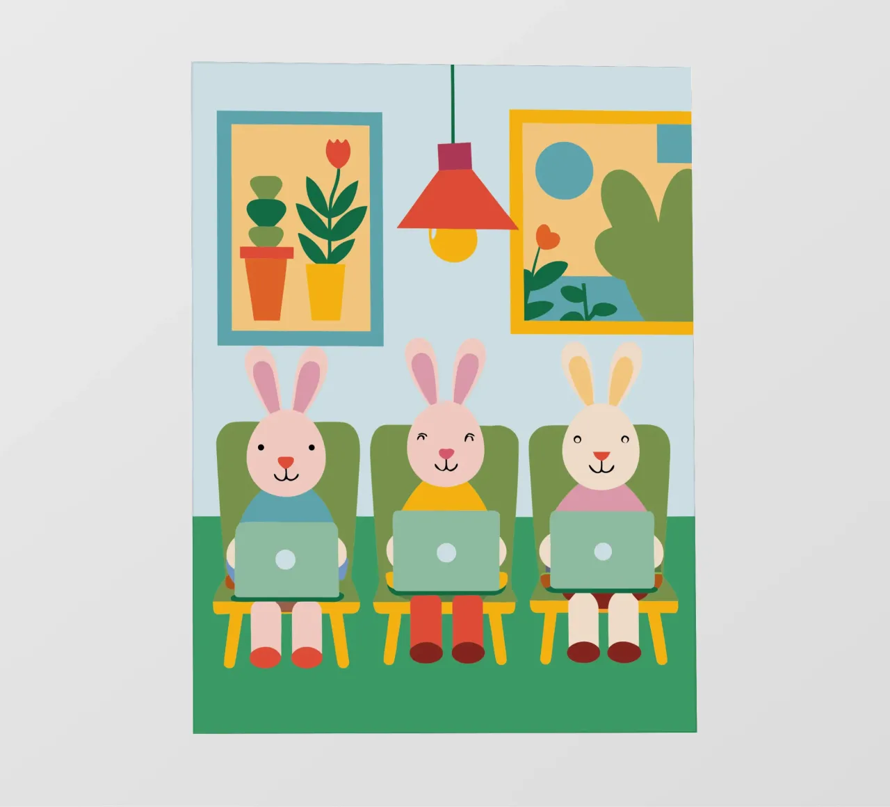 Tre conigli seduti telo in pvc da CUTE ANIMALS