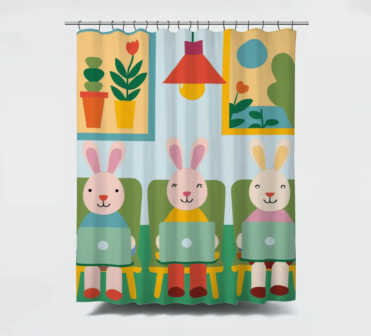 Three Rabbits Sitting shower curtain by CUTE ANIMALS