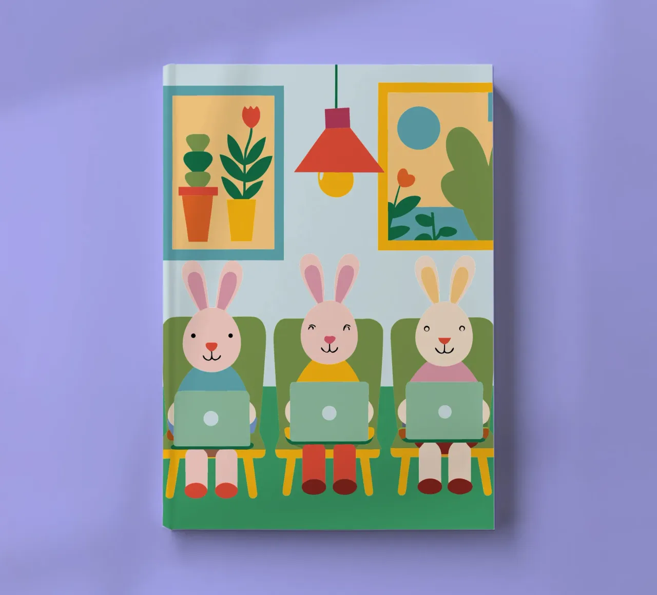 Three Rabbits Sitting notebook by CUTE ANIMALS