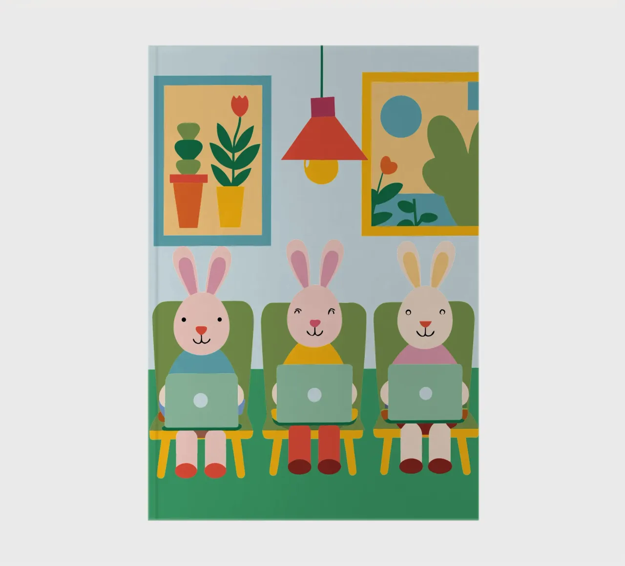 Three Rabbits Sitting notebook by CUTE ANIMALS