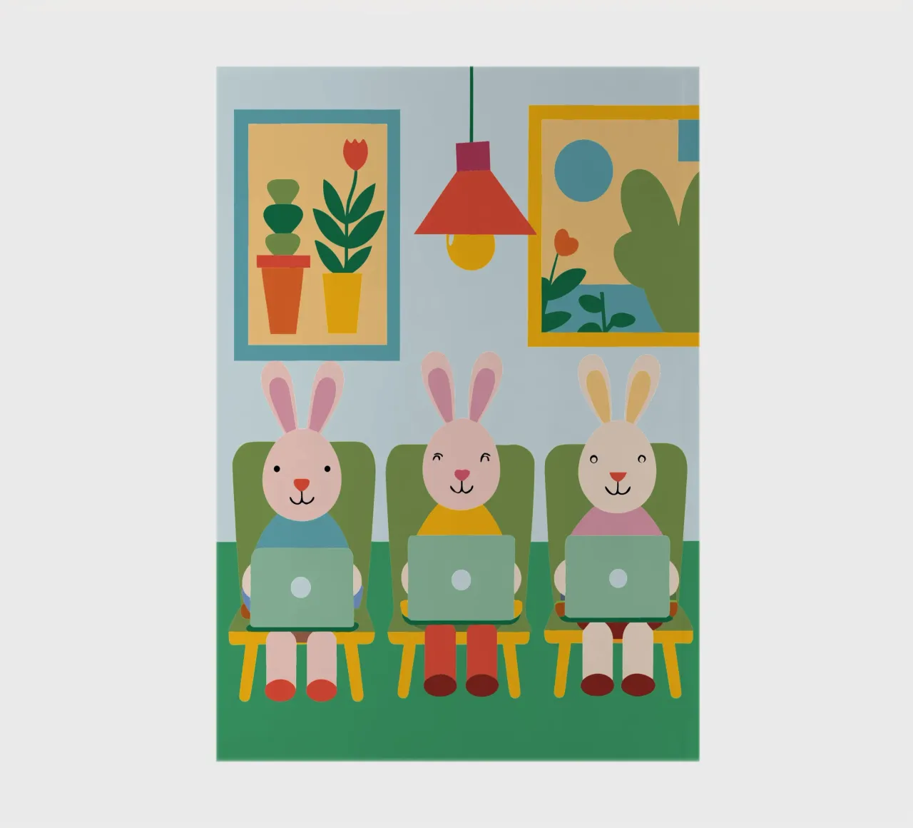 Three Rabbits Sitting notebook by CUTE ANIMALS