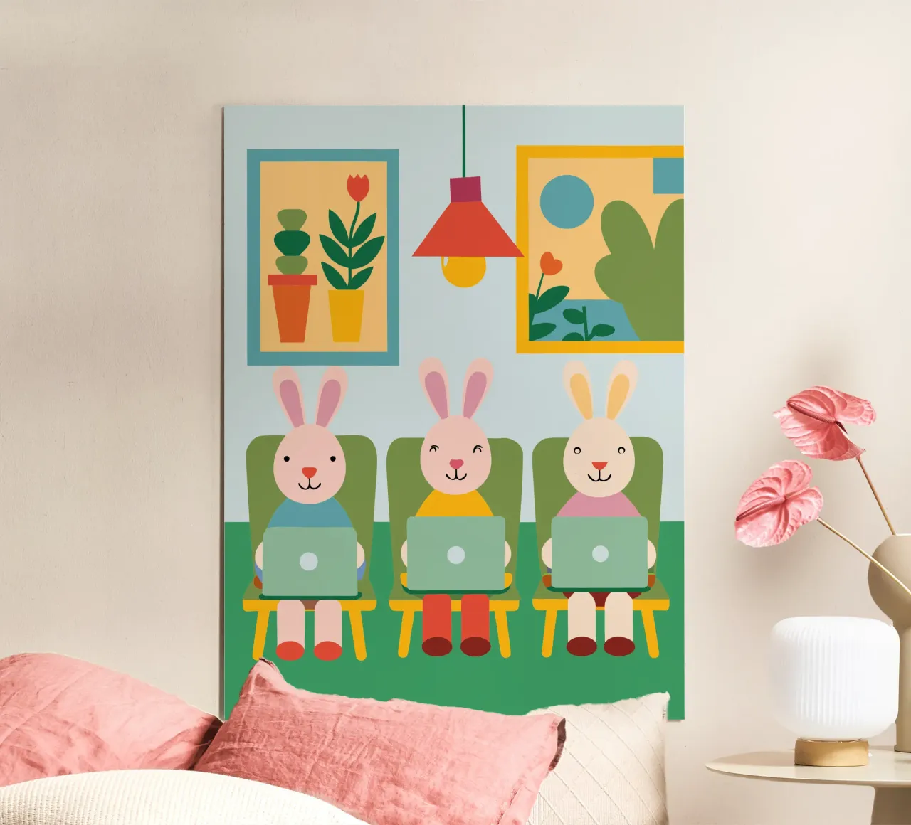 Three Rabbits Sitting hahnemühle by CUTE ANIMALS