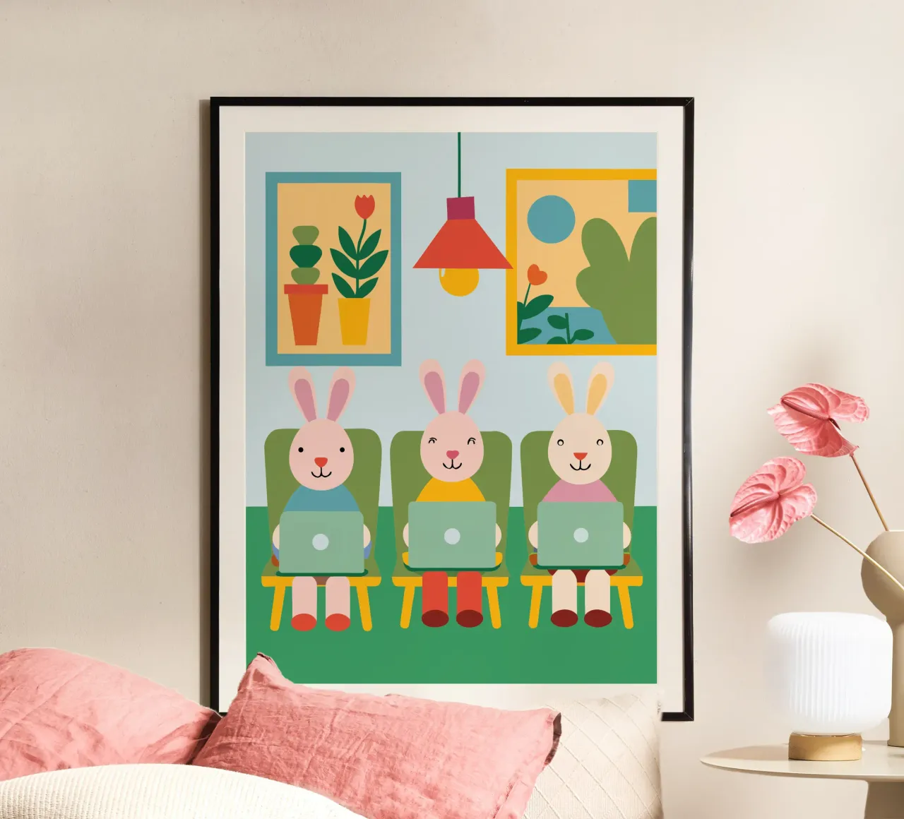 Three Rabbits Sitting hahnemühle by CUTE ANIMALS