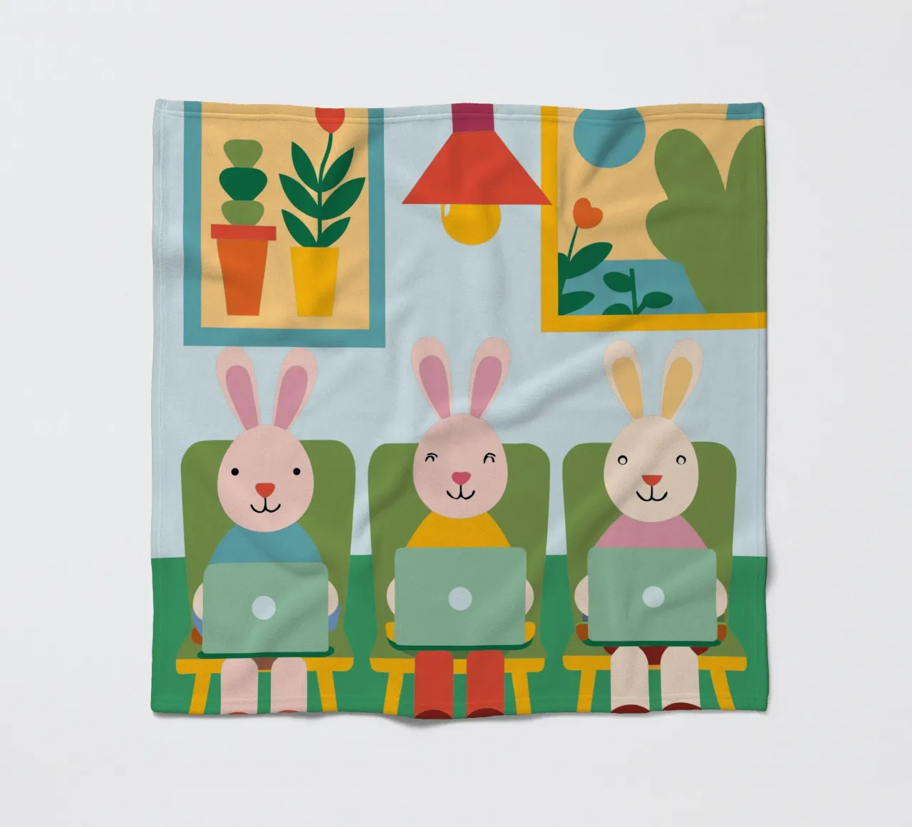 Drei sitzende Kaninchen Fleecedecke von CUTE ANIMALS