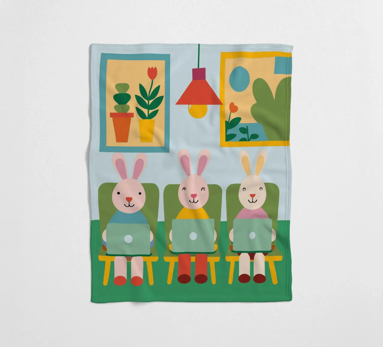 Drei sitzende Kaninchen Fleecedecke von CUTE ANIMALS