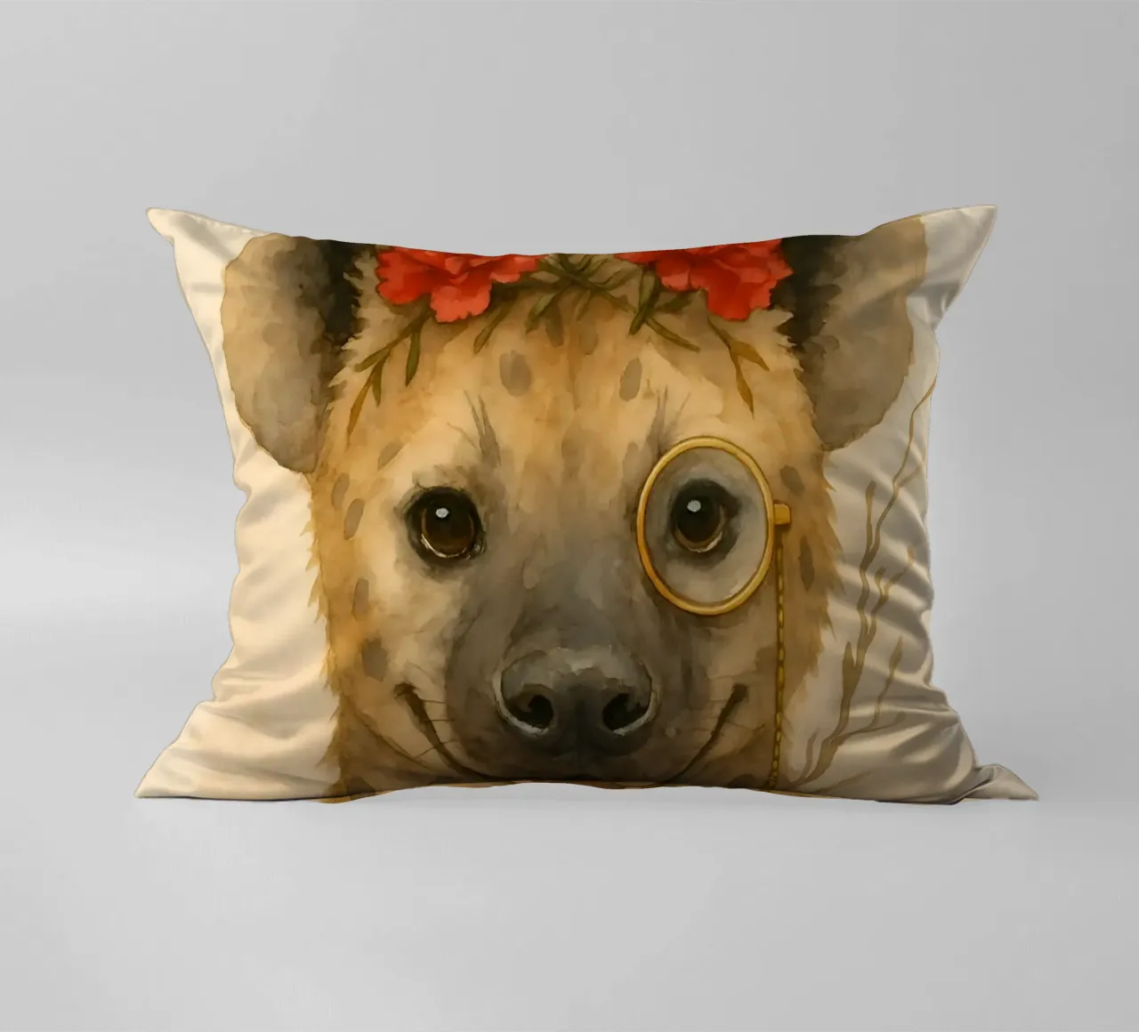 Dapper Hyena: Il fiore del monocolo cuscino da Graceful Desine