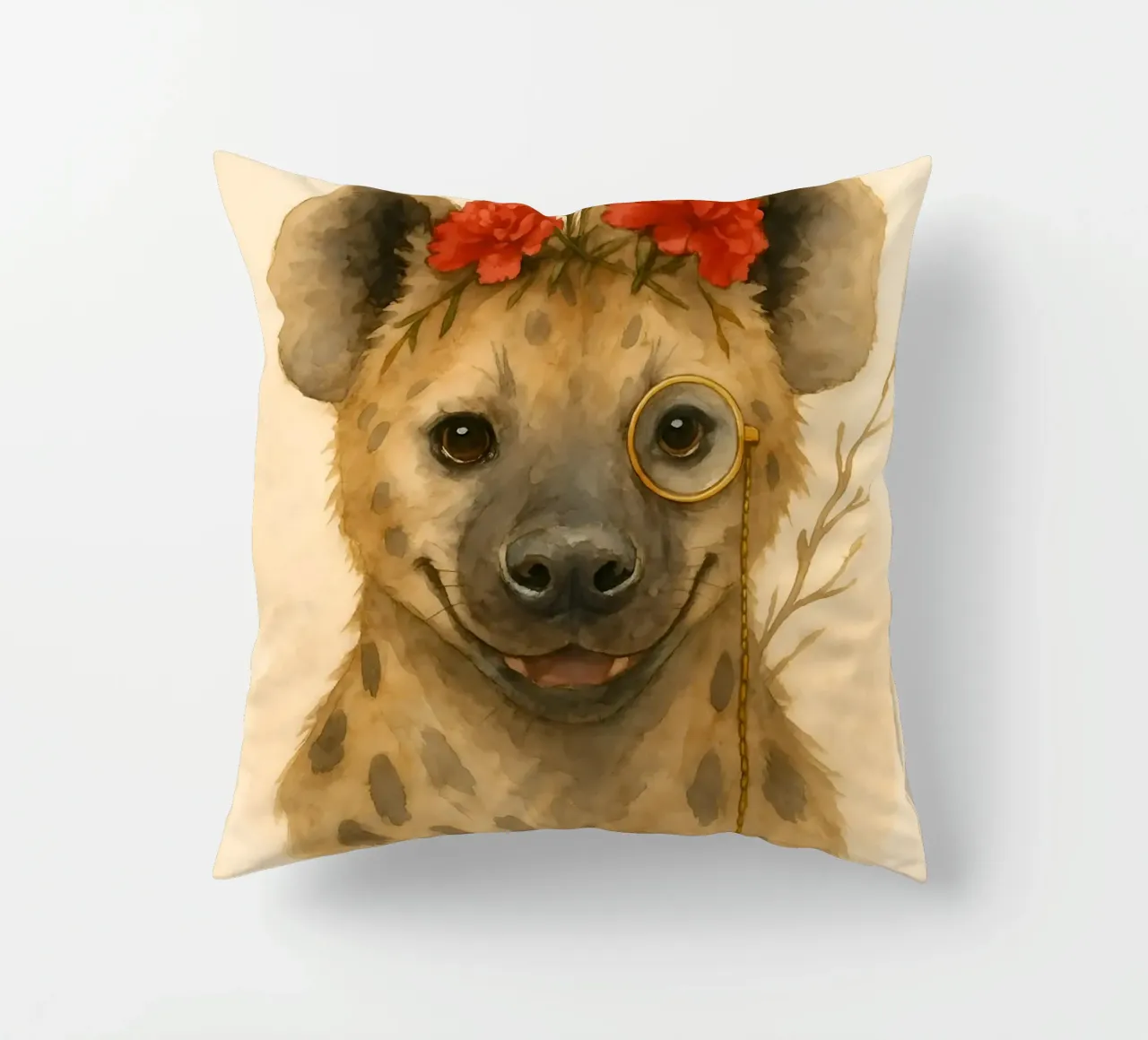 Dapper Hyena: Il fiore del monocolo cuscino da Graceful Desine