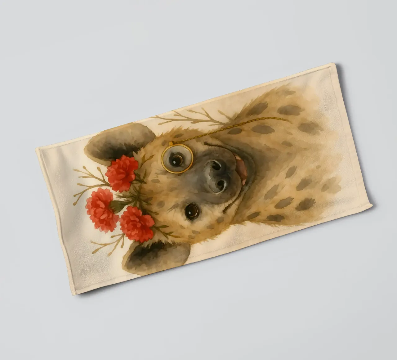 Dapper Hyena: Il fiore del monocolo asciugamano da bagno da Graceful Desine