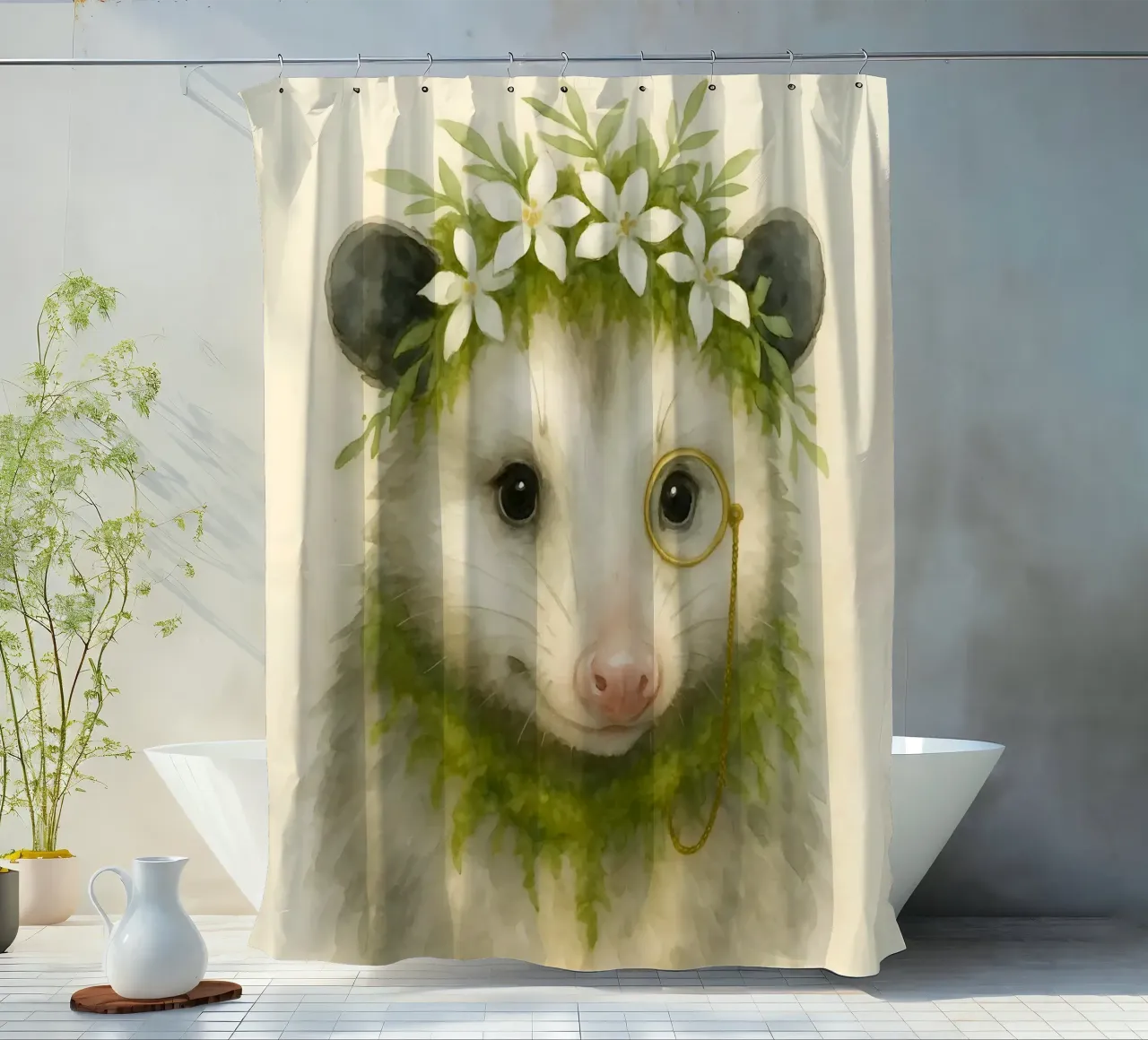 Il professor Possum in fiore tenda da doccia da Graceful Desine