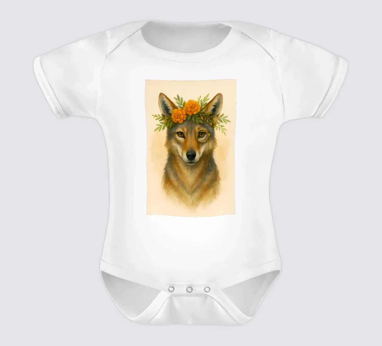 Il Regal Coyote: Bloom & Brass body neonato maniche corte da Graceful Desine