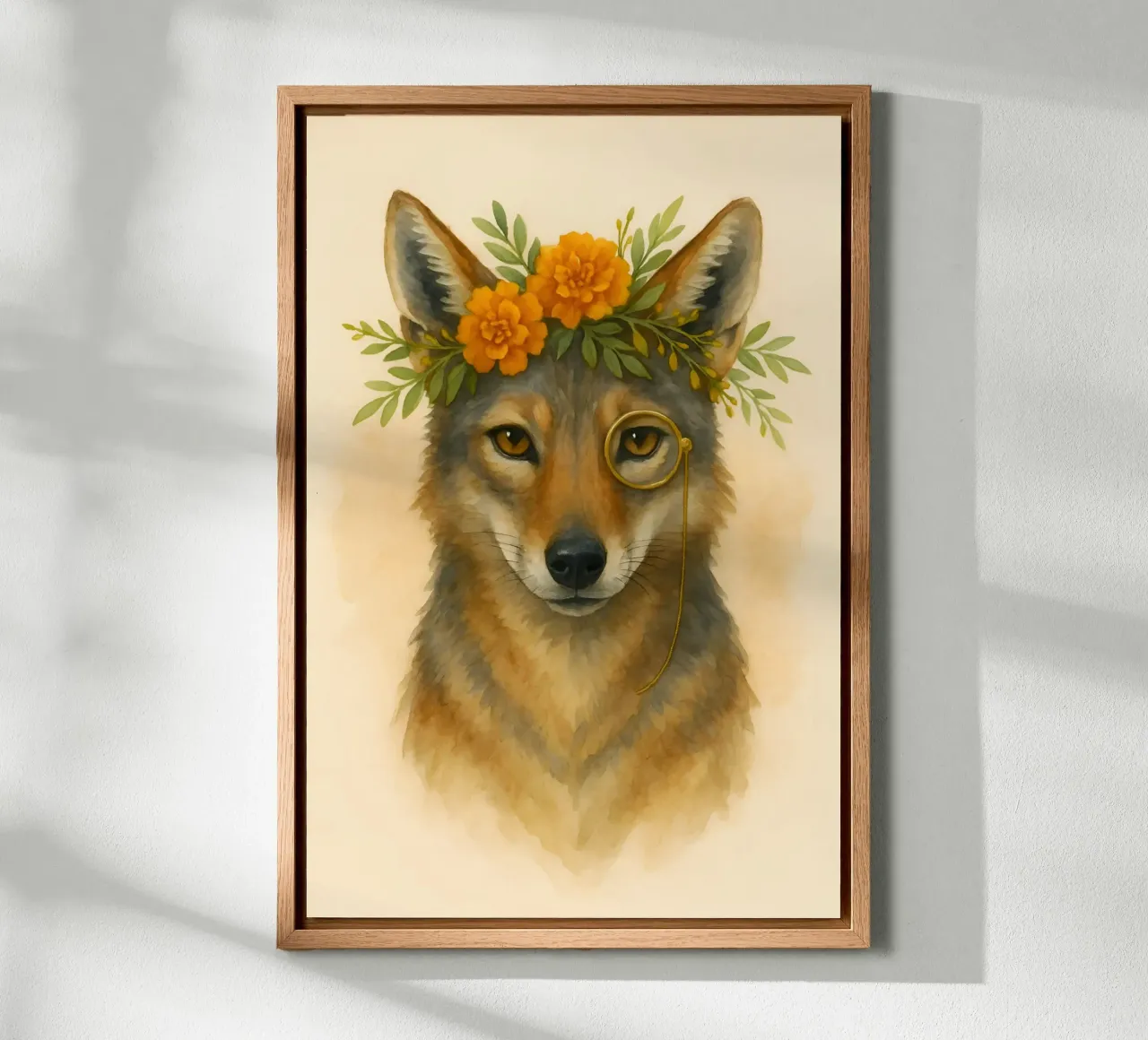 De koninklijke coyote: Bloom & Messing canvas van Graceful Desine