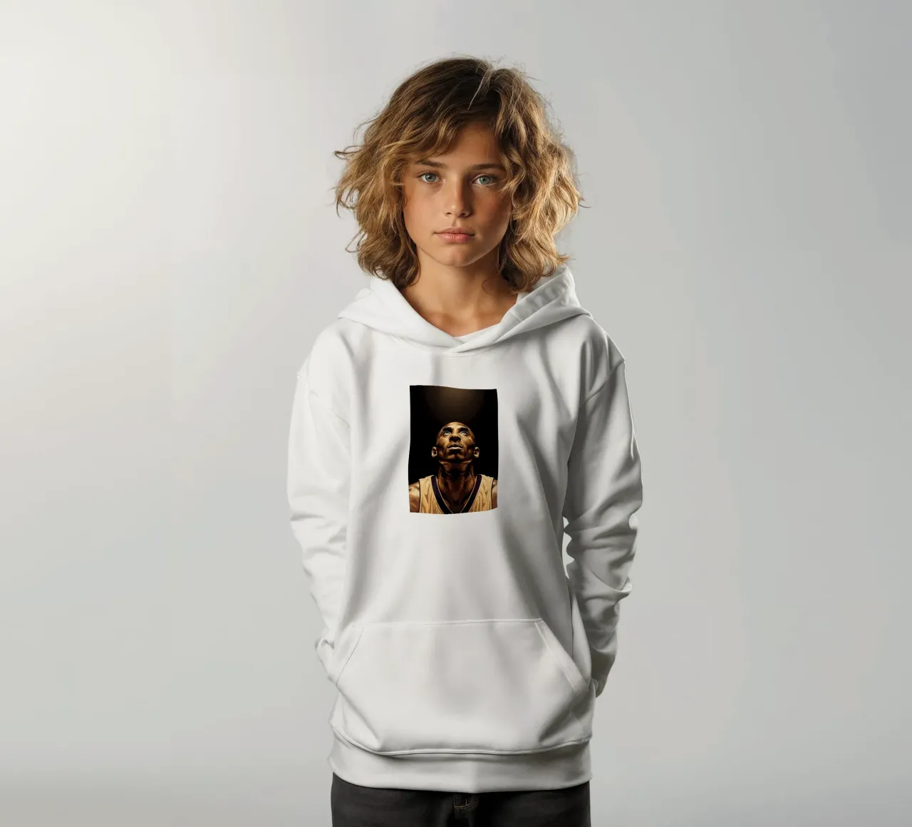 Kobe Bryant portrait (14) felpa bambino con cappuccio da Lembayung art