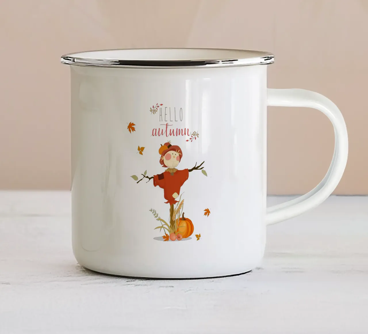 Spaventapasseri foglie di zucca tazza in smalto da Cute