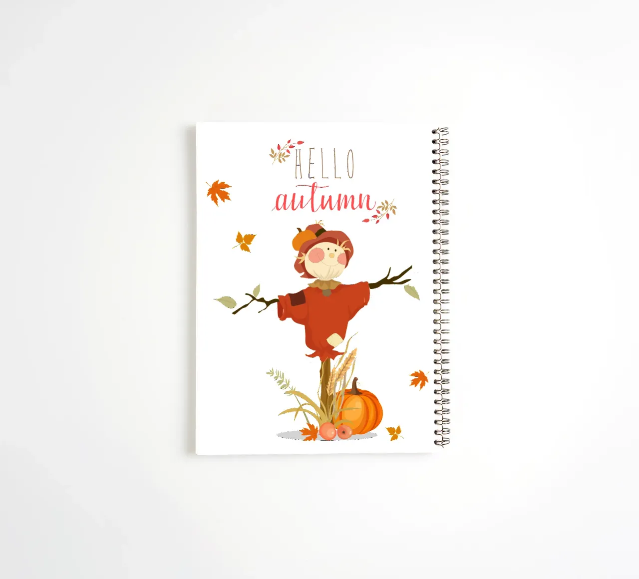 Scarecrow Leaves Pumpkin spiral notebook by Cute