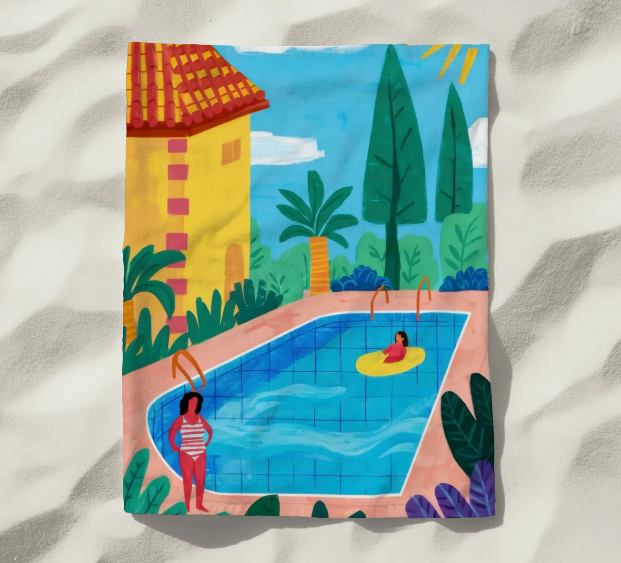 Private Pool Paradise beach towel by Veil Maya