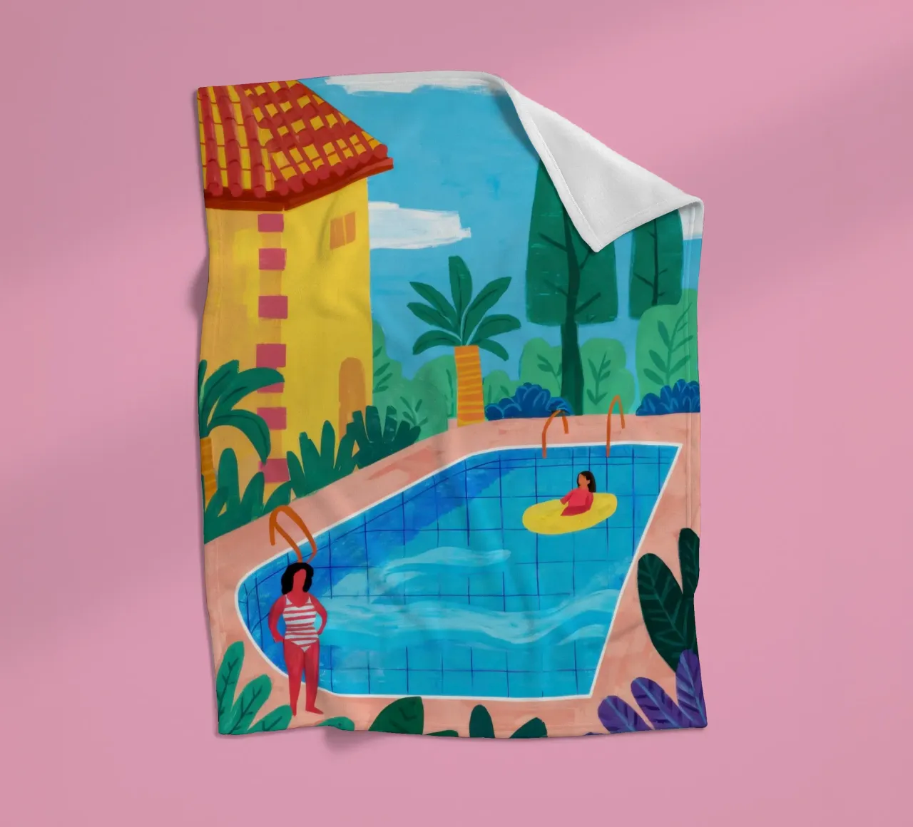 Private Pool Paradise fleece blanket by Veil Maya