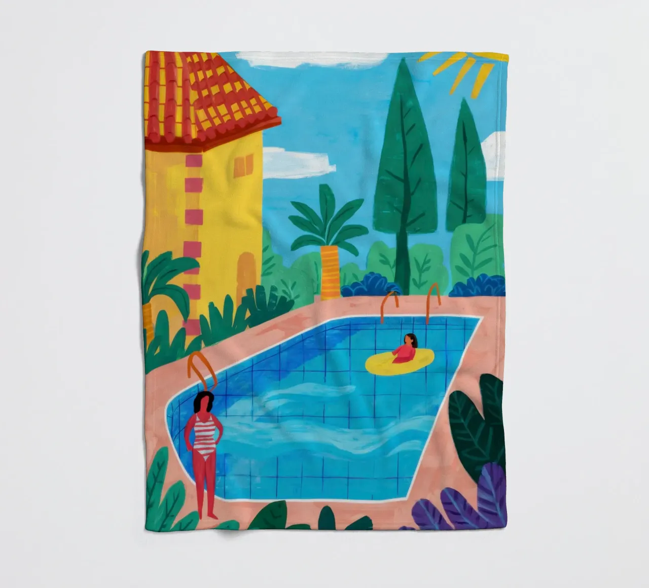 Private Pool Paradise fleece blanket by Veil Maya