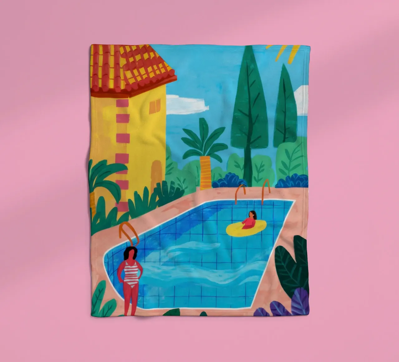 Private Pool Paradise fleece blanket by Veil Maya
