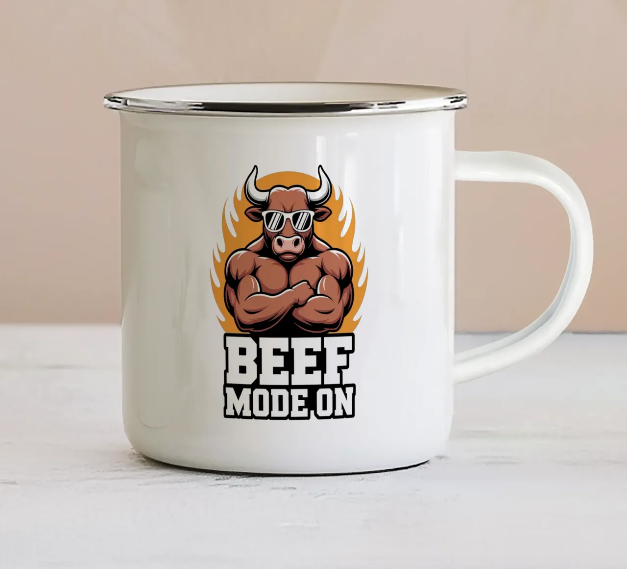 Beef Mode on emaille mok van Shirtfantastisch