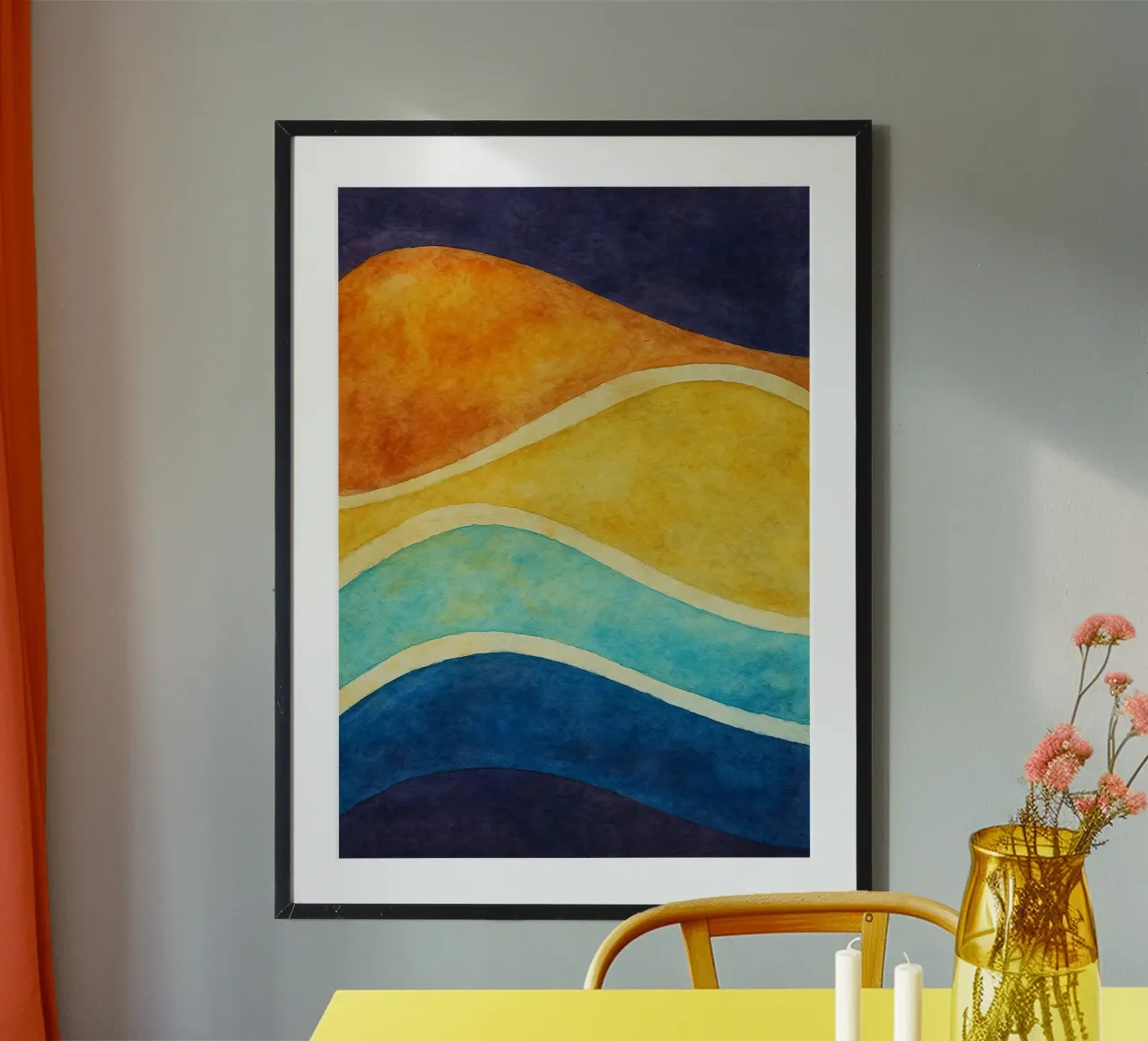 Linie Welle abstrakte Zeichnung ilustration Poster von Permatax