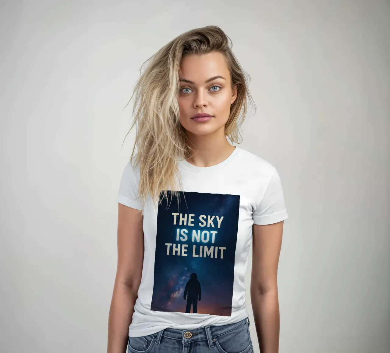 The sky is not the limit motivation t-shirt da donna da RB-Quotes