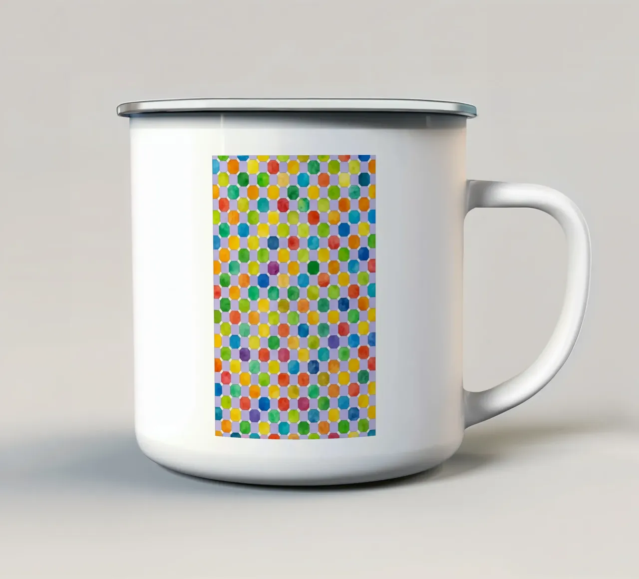 octagonal abstract drawing ilustration enamel mug by Permatax