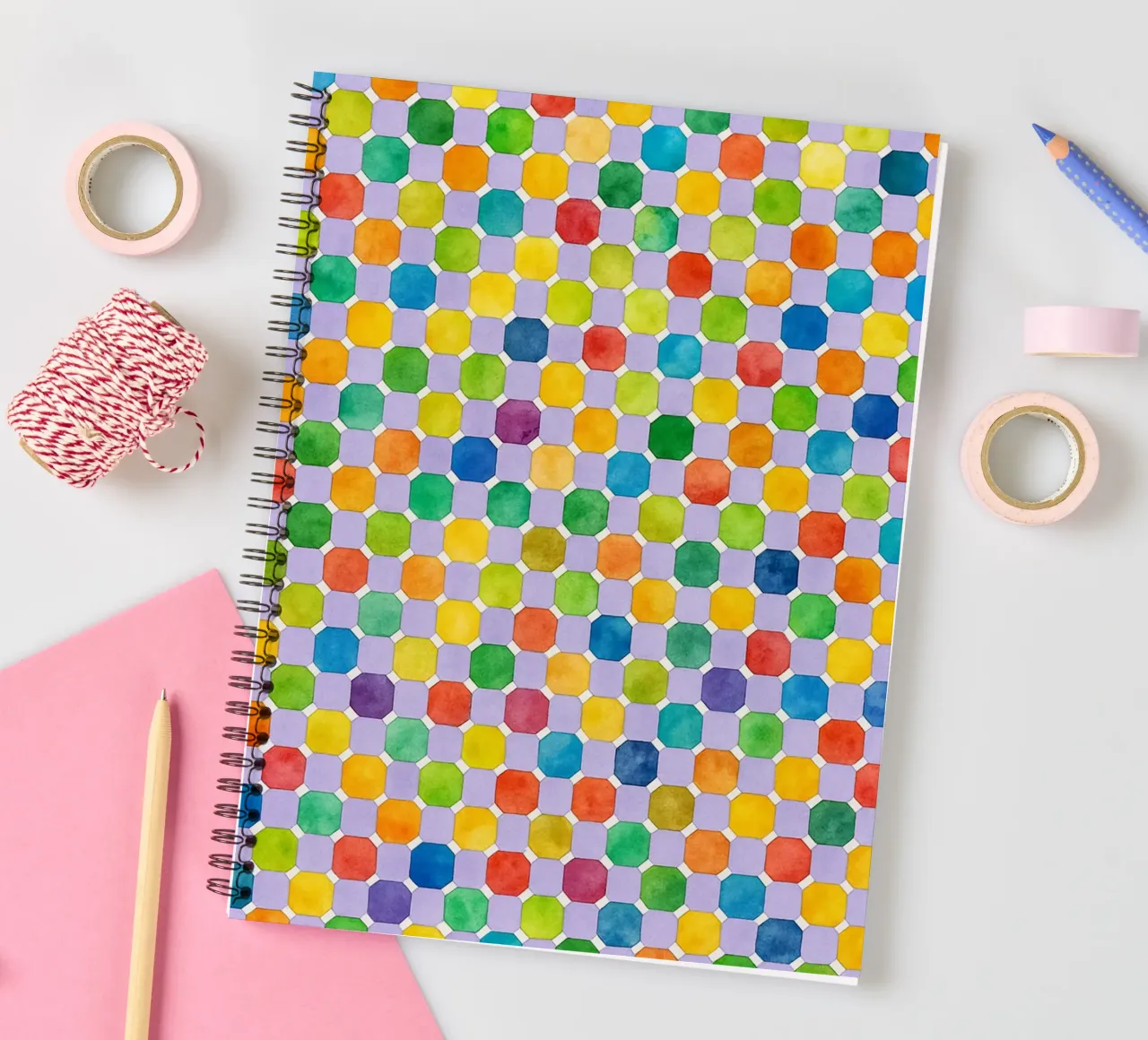 octagonal abstract drawing ilustration spiral notebook by Permatax
