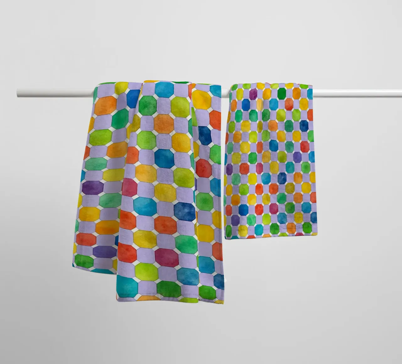 octagonal abstract drawing ilustration towel by Permatax