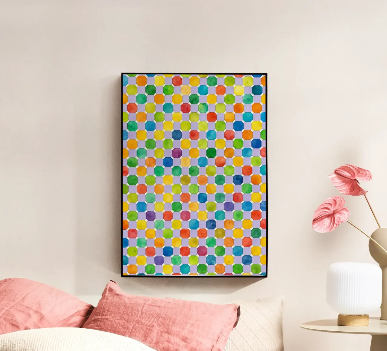 octagonal abstract drawing ilustration acrylic glass by Permatax