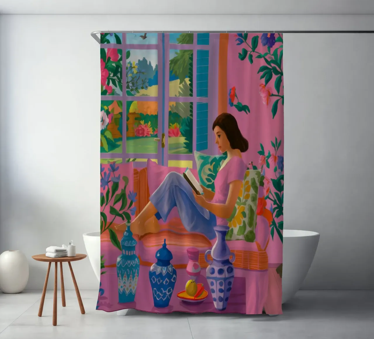 Sun Drenched Reading Nook shower curtain by Veil Maya