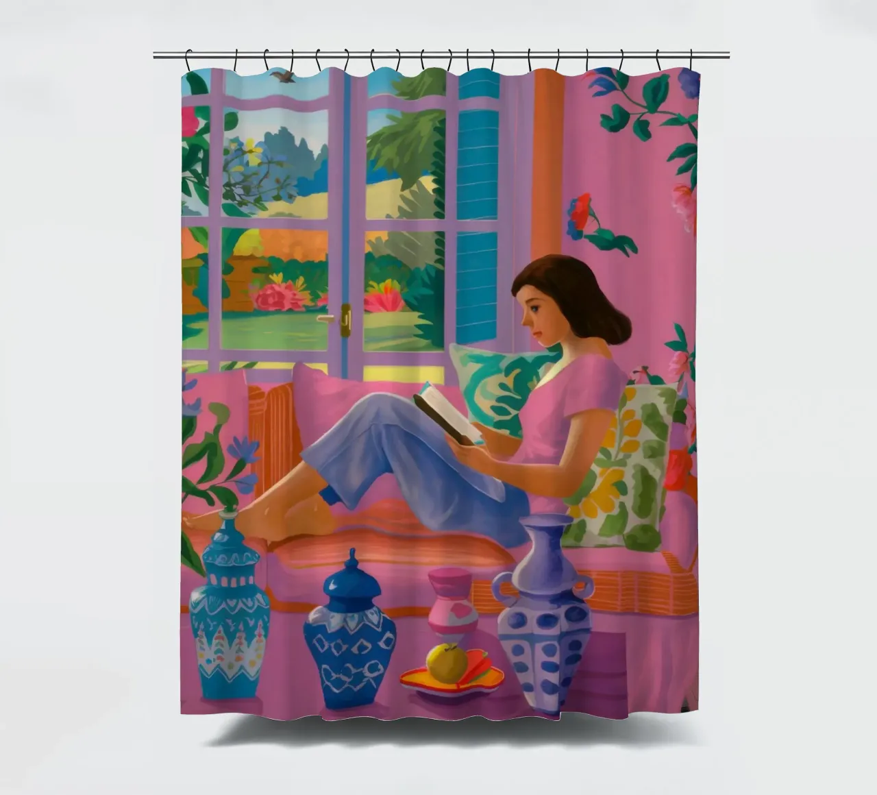 Sun Drenched Reading Nook shower curtain by Veil Maya